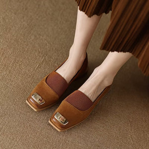 Minimalist Square-Toe Leather Flats