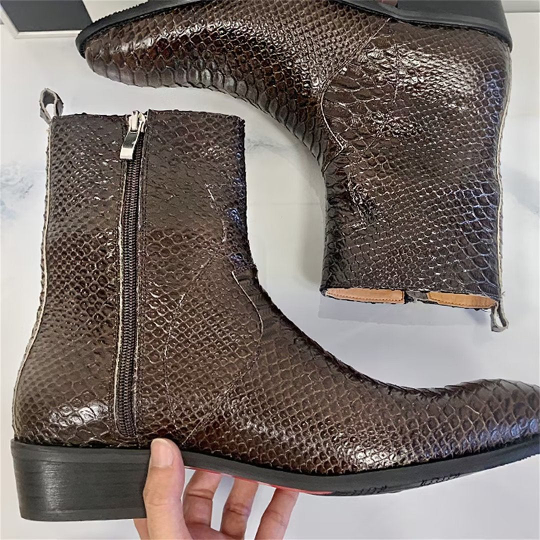 CowLux Opulent Cowhide Zip-Up Leisure Boots