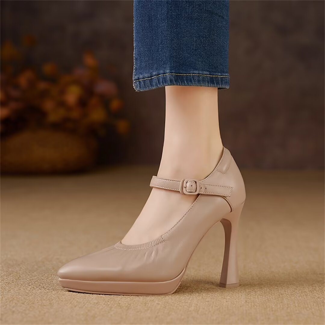 Decadent Pointed Thick Heel Pumps