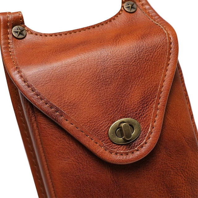 Refined Genuine Leather Bucket Bag