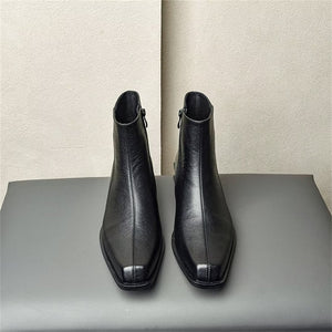 ElegantCow Buckle Round-Toe Men's Boots