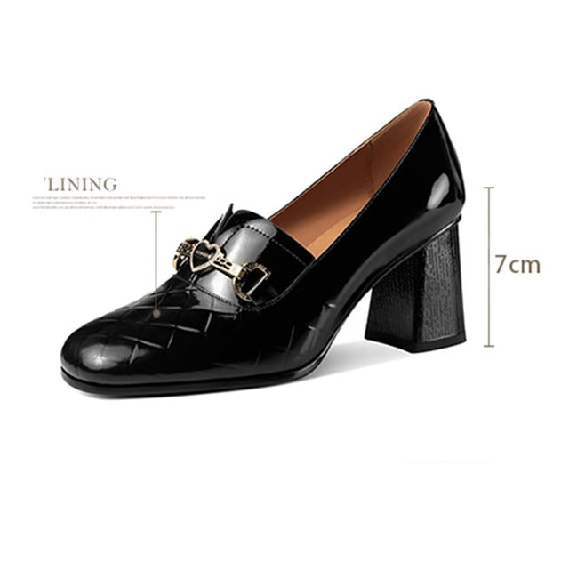 Square Sophistication Leather Heels