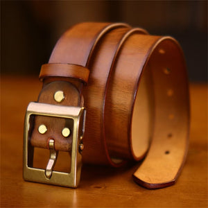 Signature Cowskin Belt with Copper Accent