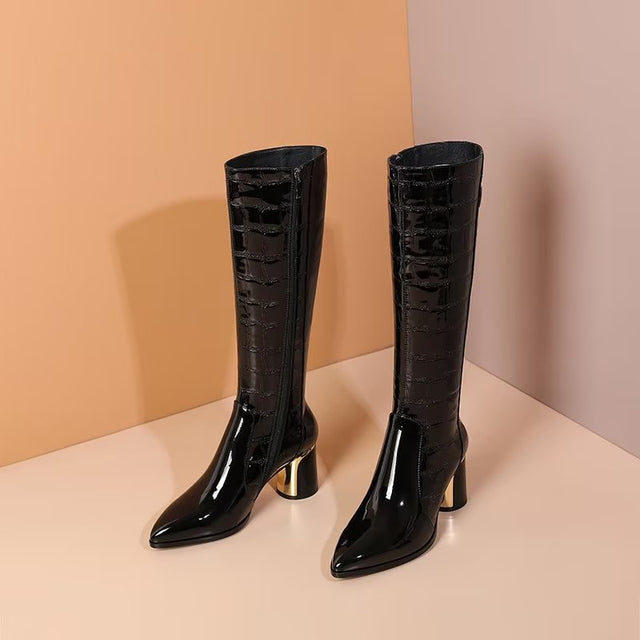 Luxury Exotica Knee-High Heeled Boots