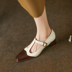 LuxLeather Square Toe Heels: Elegant & Chic