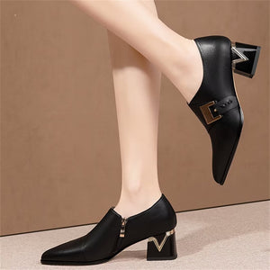 Pointed Toe Cow Leather Pumps