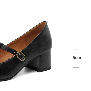 Square Toe Pumps with Buckle Closure