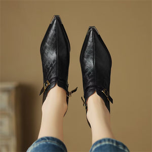 Refined Pointed Toe Leather Flats