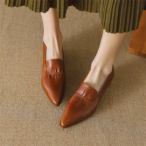 Pointed Grace Leather Flats