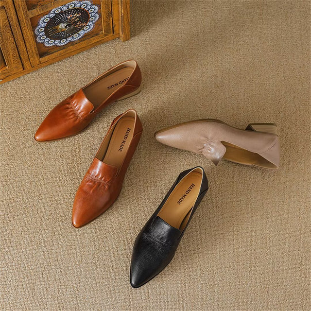 Pointed Grace Leather Flats