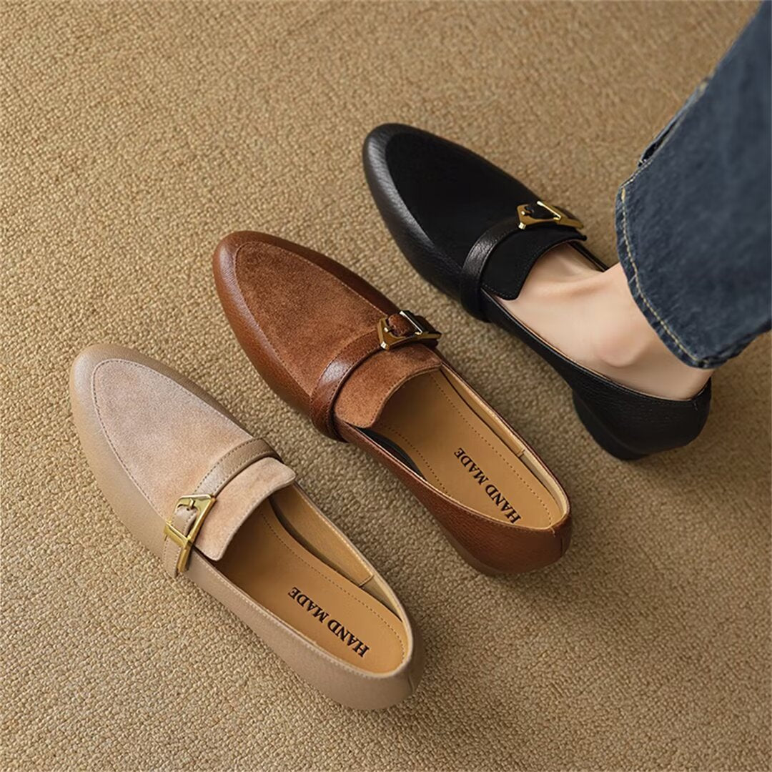 Sleek Elegance Cow Leather Flats