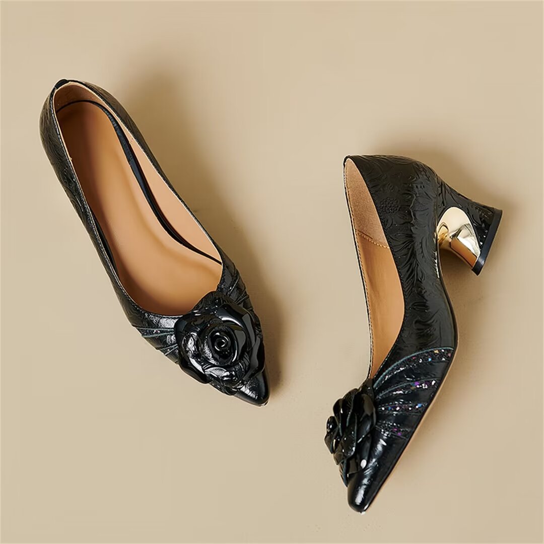 Chic Cow Leather Pumps with 5.5cm Heel