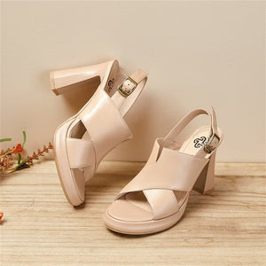 Sultry Fish Mouth Leather Sandals