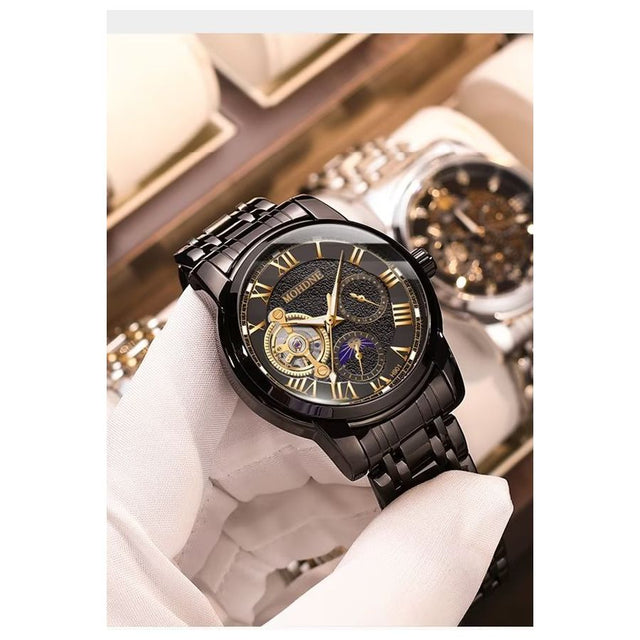 Elegant Quartz Crystal Glass Leather Strap Watch