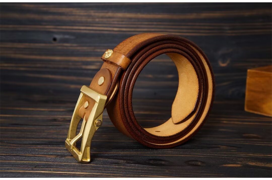 Artisan Copper Buckle Cowskin Belt