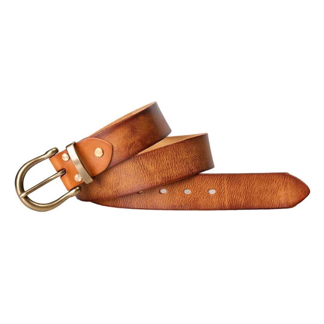 Sophisticated Solid Cowskin Belt