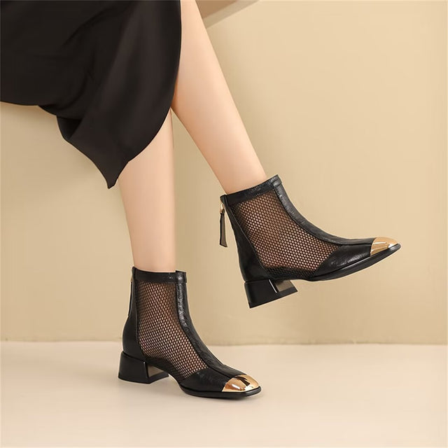 PetiteElegance Zipper Cow Heels