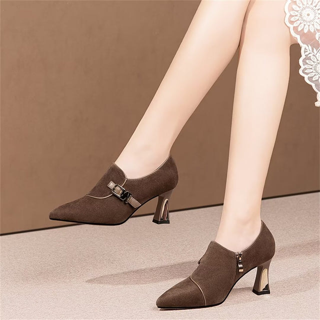 Pointed Precision Cow Leather Pumps