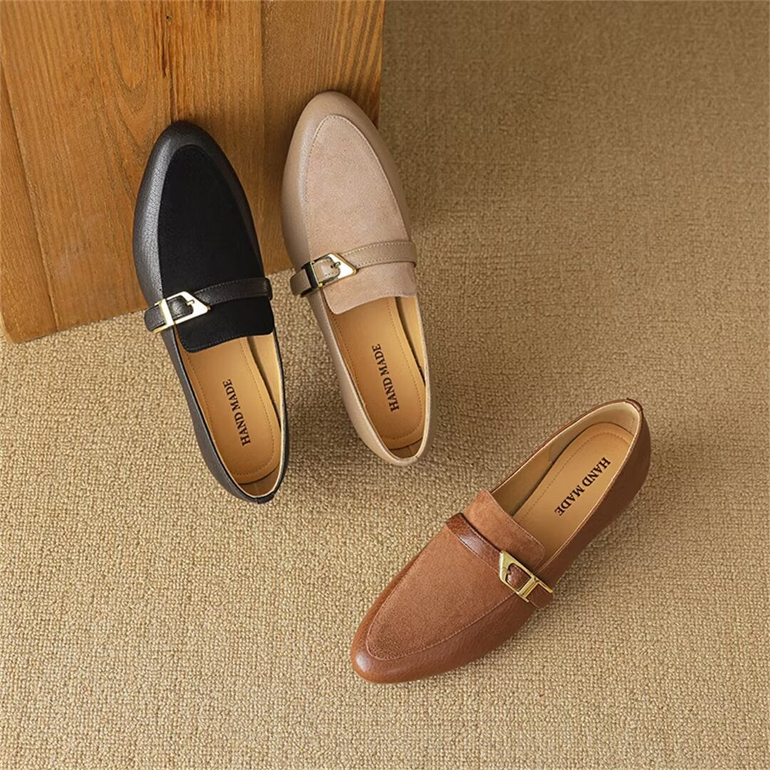 Sleek Elegance Cow Leather Flats