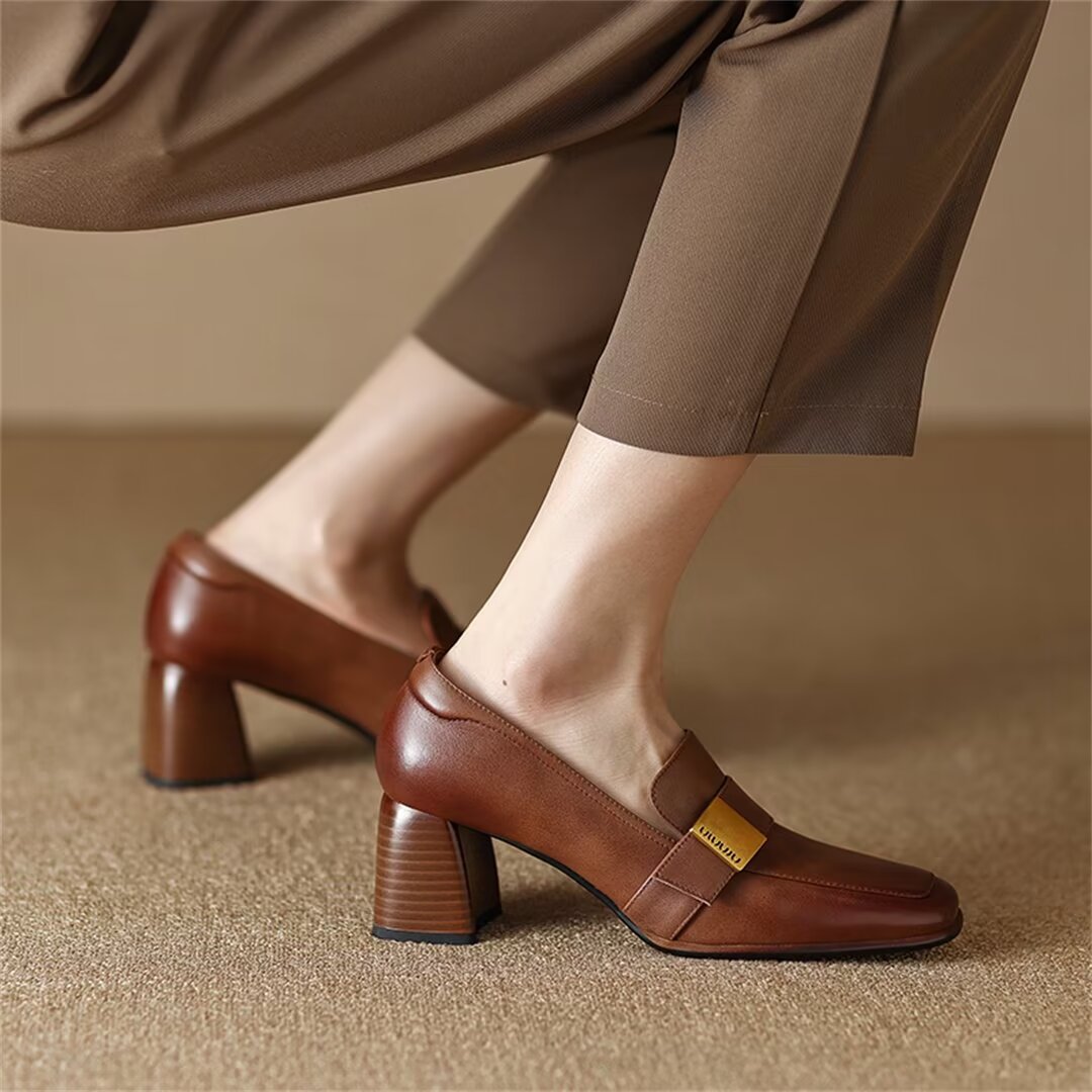 Chic Leather Square Flats