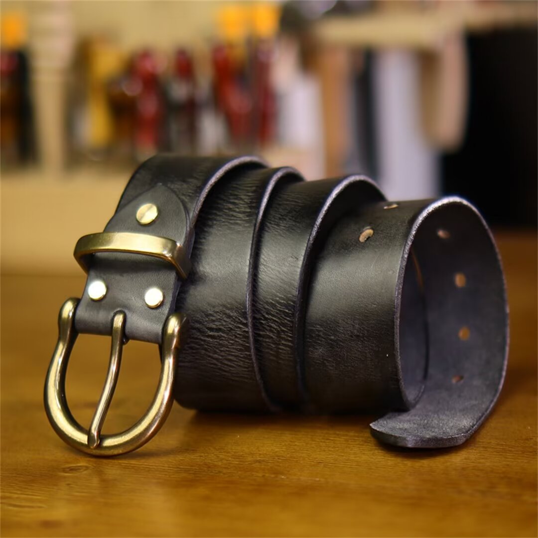 Sophisticated Solid Cowskin Belt