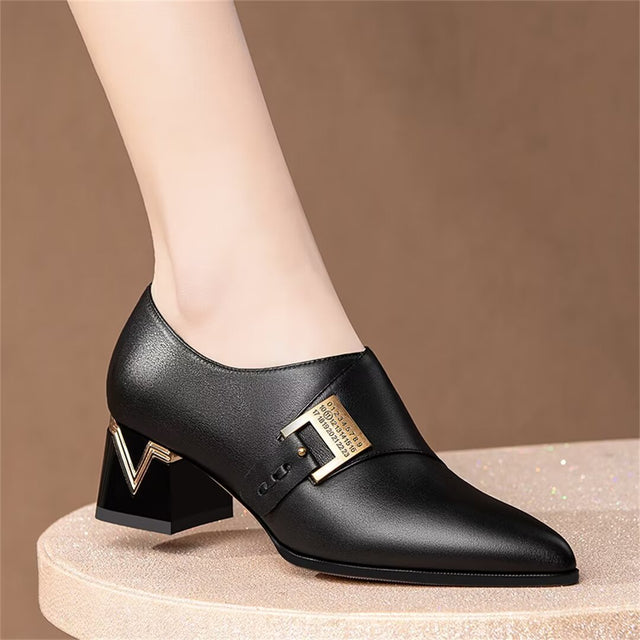 Pointed Toe Cow Leather Pumps