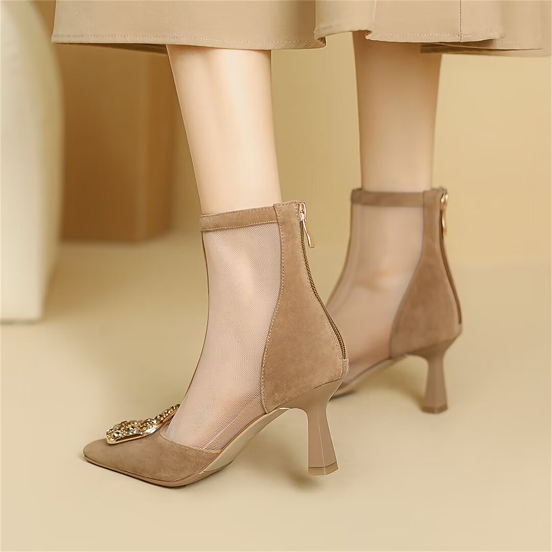 EleganceZip Cow Leather Heels - 7cm