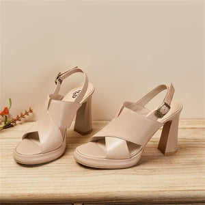 Sultry Fish Mouth Leather Sandals