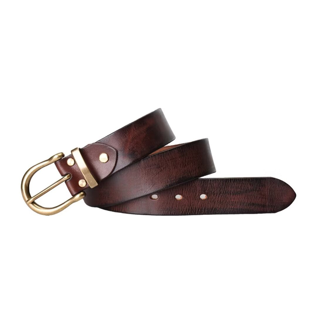 Sophisticated Solid Cowskin Belt