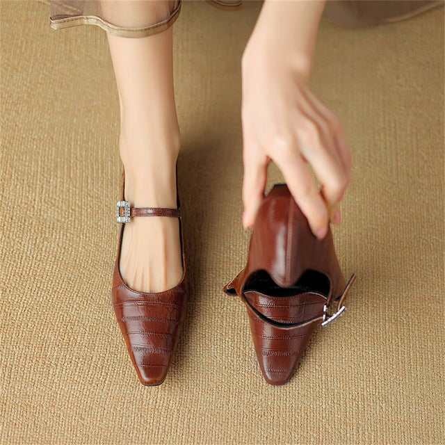 Chic Cow Leather Square Flats