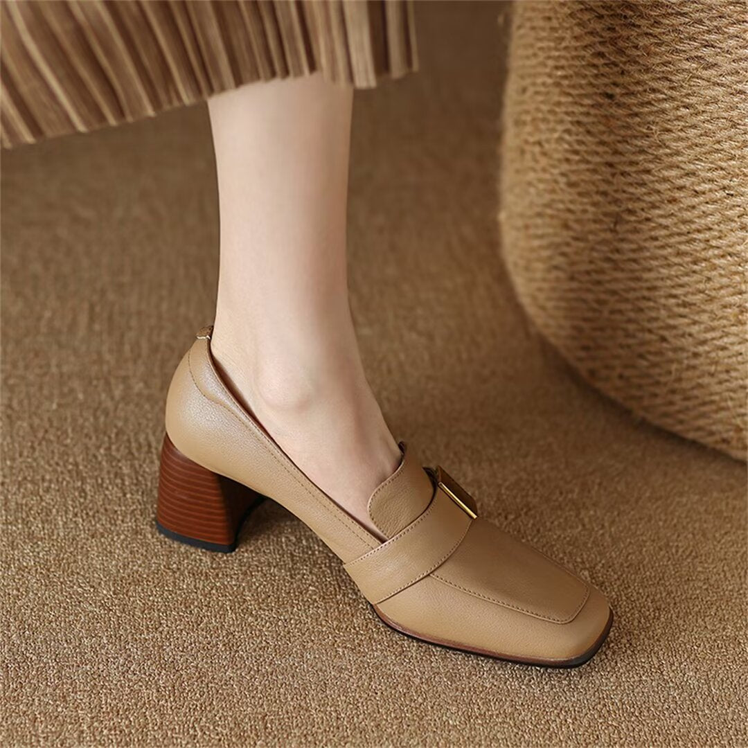 Chic Leather Square Flats