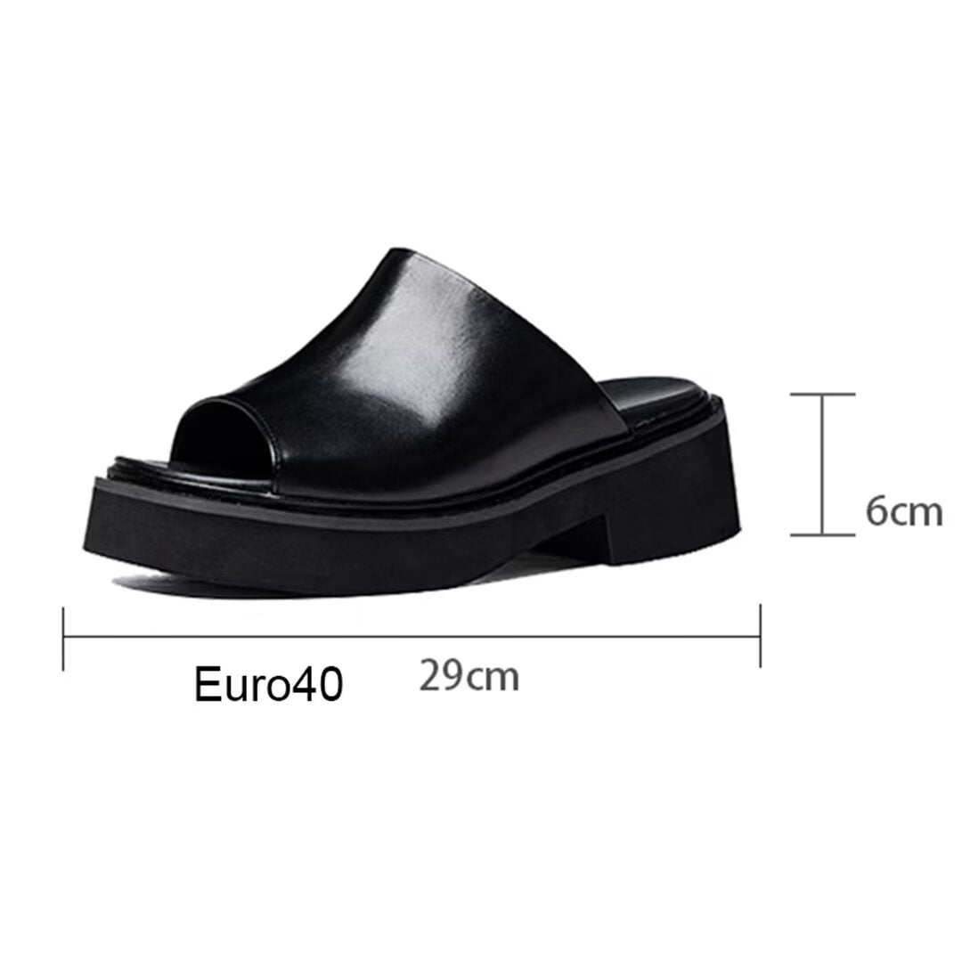 Classic Round Toe Leather Slippers