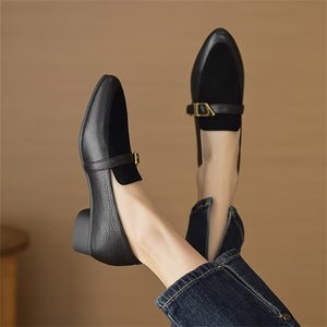 Sleek Elegance Cow Leather Flats