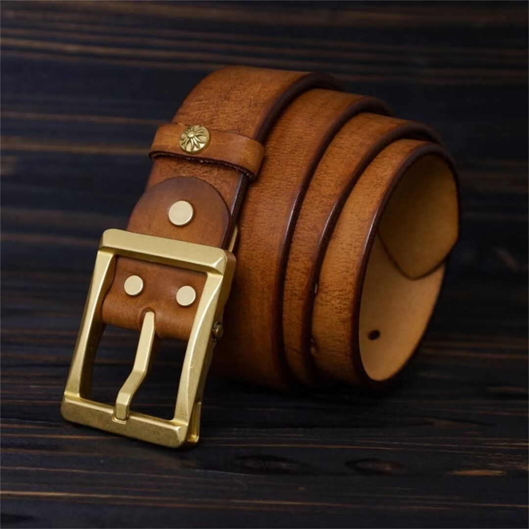 Artisan Copper Buckle Cowskin Belt