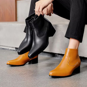 LuxeZip Genuine Leather Zipper Ankle Boots