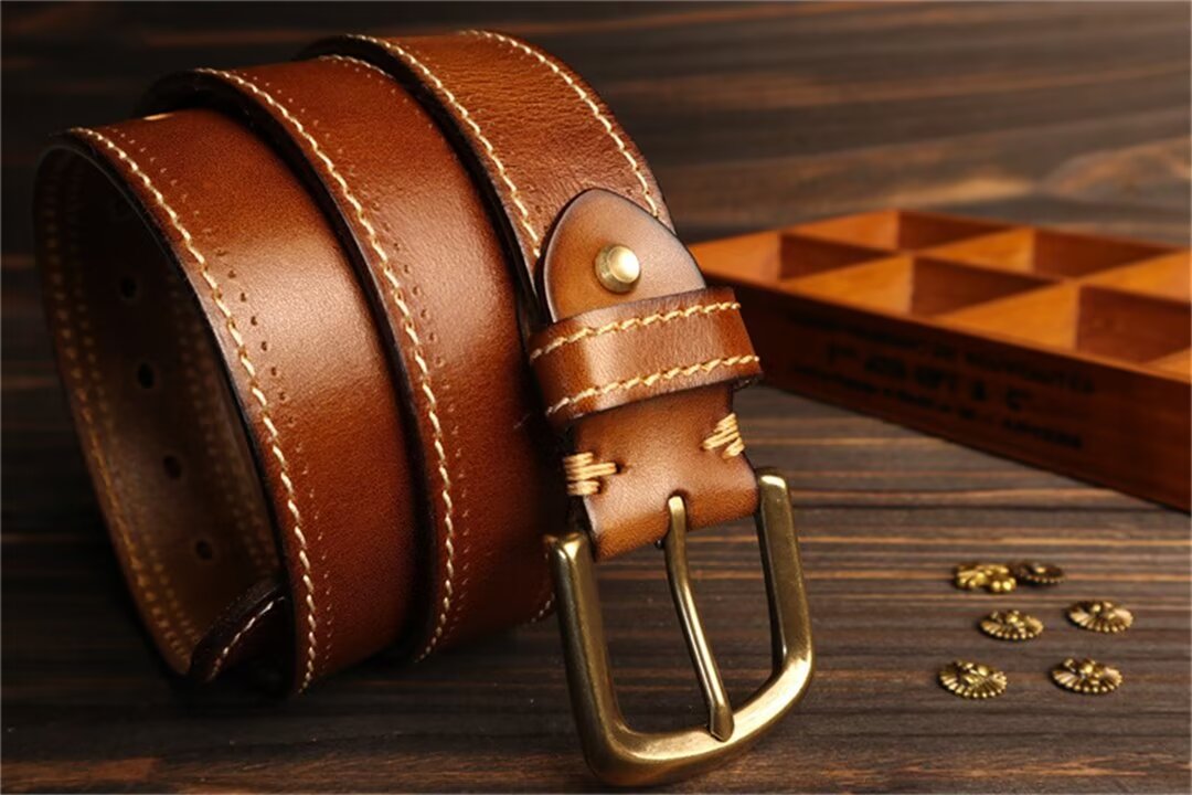 Luxury Cowskin Belt with Copper Clasp