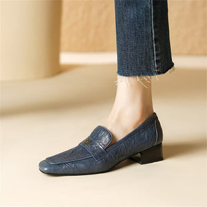 Modern Square-Toe Leather Pumps