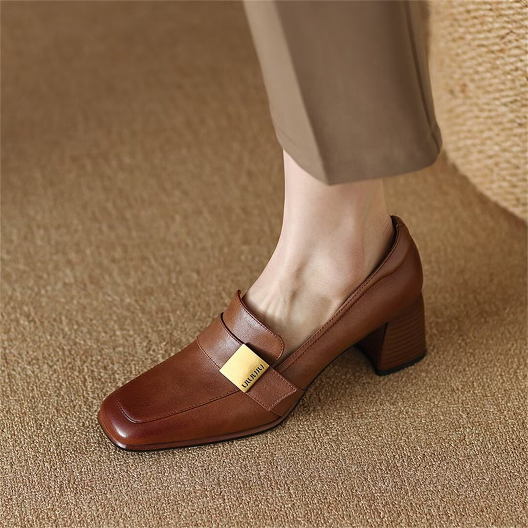 Chic Leather Square Flats