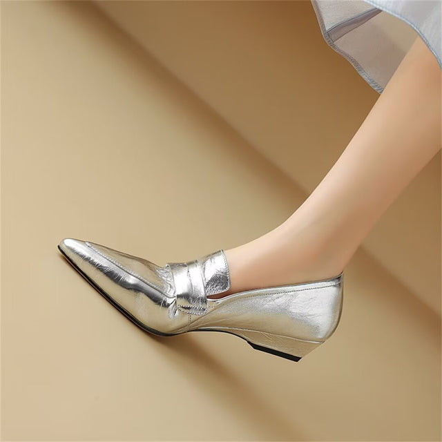 Pointed Toe Loafer Heels