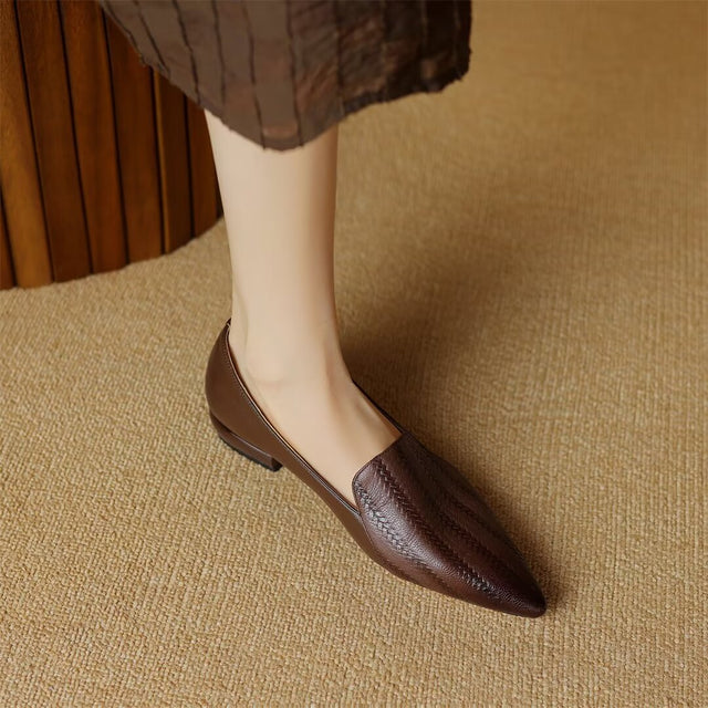 Sleek Pointed Toe Leather Flats