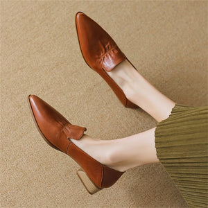 Pointed Grace Leather Flats