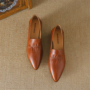 Pointed Grace Leather Flats