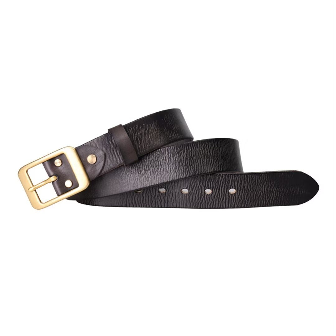 Elegant Copper Buckle Cowskin Belt