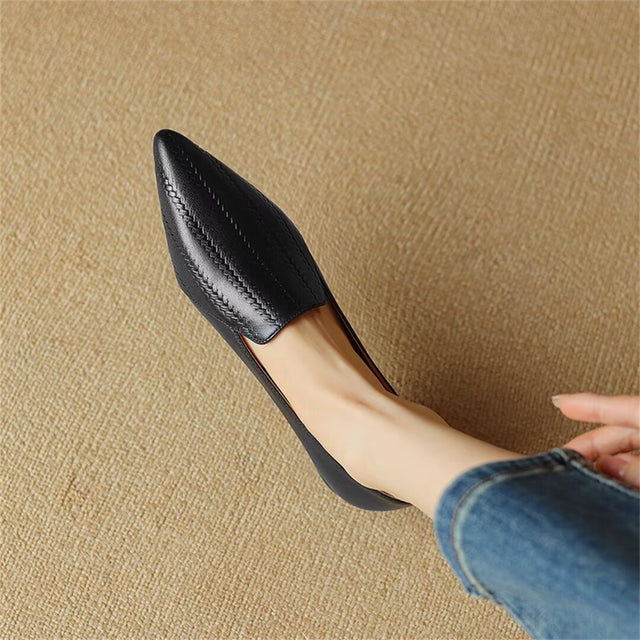 Sleek Pointed Toe Leather Flats