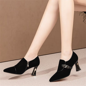 Pointed Precision Cow Leather Pumps