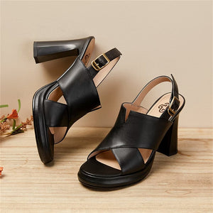 Sultry Fish Mouth Leather Sandals