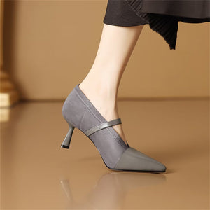 Chic Buckle Accent Leather Heels