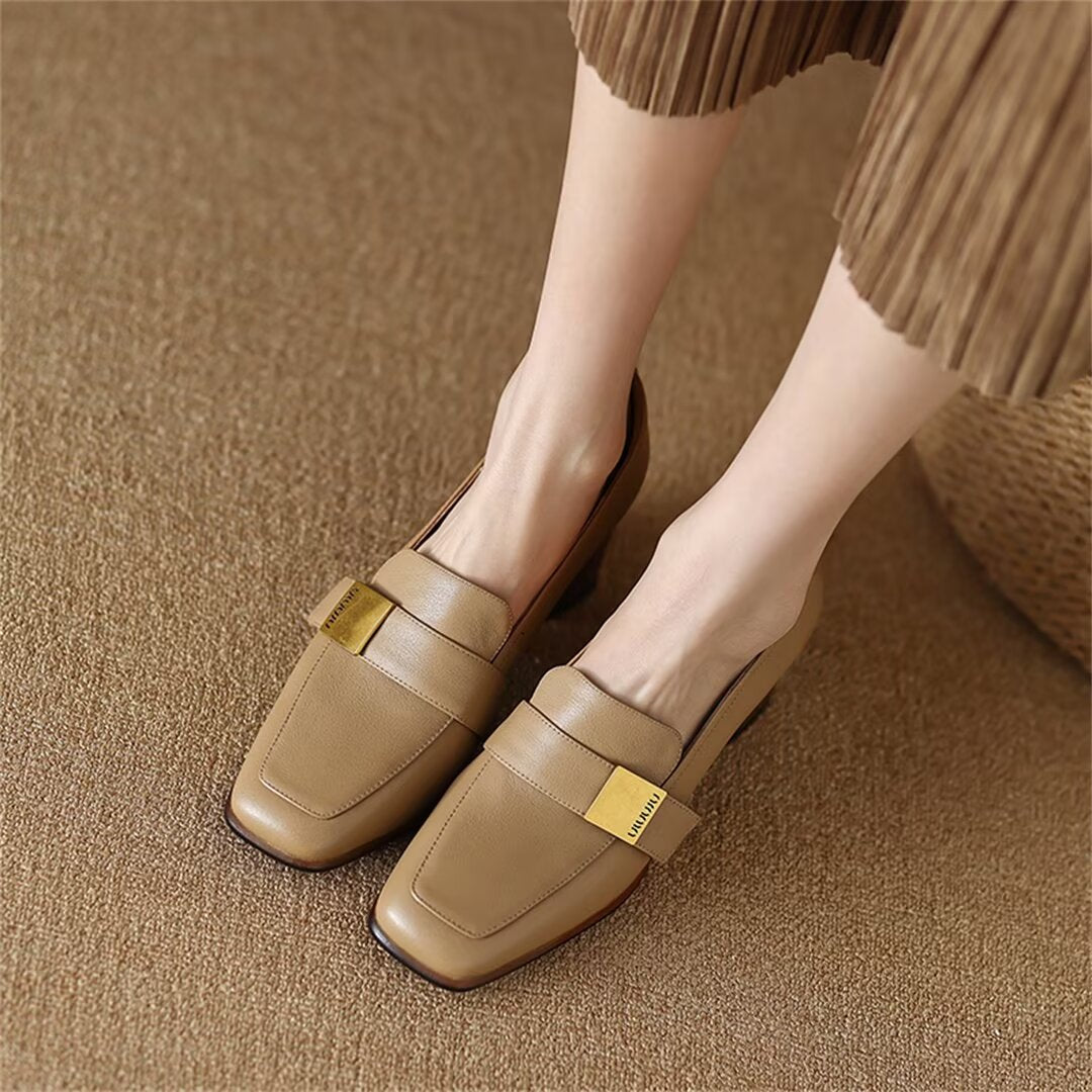 Chic Leather Square Flats