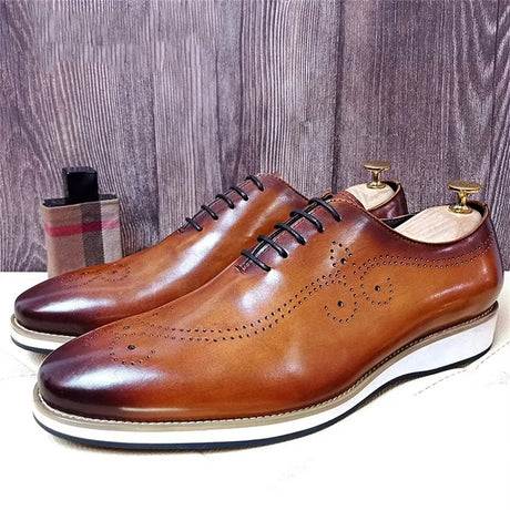 LeatherLux Square Toe Genuine Leather Casual Shoes