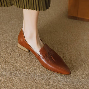 Pointed Grace Leather Flats